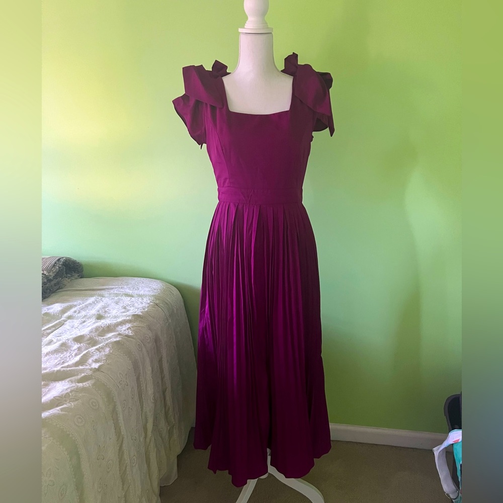 Ivycityco Ivy City Co Eliza Dress in plum, size small, maxi dress pleated